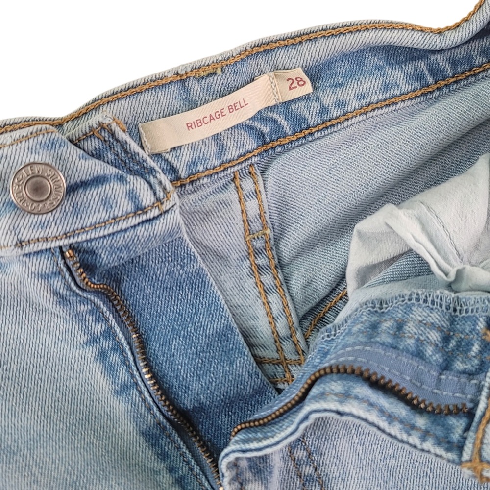 Levi's Ribcage Bell Jeans Women 28x30.5 Blue Good High Rise Flare Denim - Picture 3 of 9